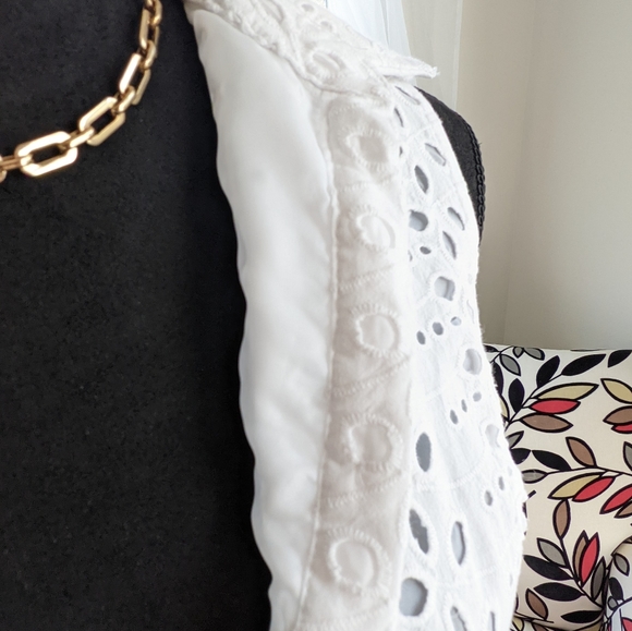 London Time White Eyelet Knee Length Dress Size S - Picture 12 of 14